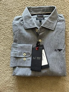 AJ Armani Jeans Men`s Long Sleeve Shirt Custom Fit Blue Size Medium $160 - Picture 1 of 10