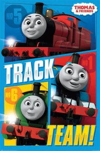 (394) THOMAS THE TANK ENGINE TRAIN TRACK TEAM MAXI POSTER NEW WALL HANGING - Picture 1 of 3