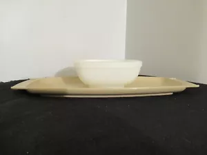 Vintage Tupperware Servette Chip N Dip Veggie Tray Set Almond - Picture 1 of 11