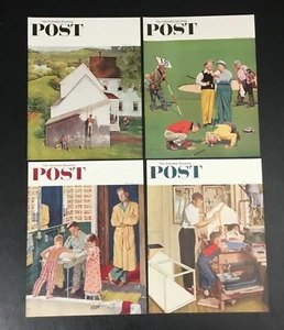 Lot (4) Vintage Rare The Saturday Evening Post Promo Covers Curtis Publishing - Picture 1 of 3