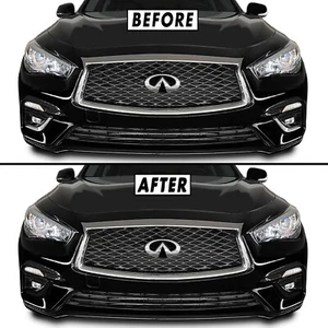 Chrome Delete Blackout Overlay for 2018+ Infiniti Q50 Q50S Fog Light Trim - Picture 1 of 5