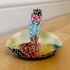 Quirky Vintage Hand Painted Italian Art Pottery Basket Ornament 1960s Style