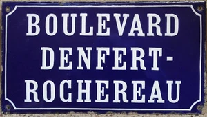 Antique French street road sign plaque enamel Boulevard Denfert Rochereau Cognac - Picture 1 of 3