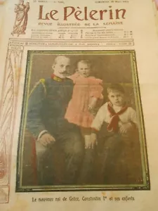 Le Nouveau Roi de Grèce Constantin 1er et ses enfants Print 1913 - Bild 1 von 1