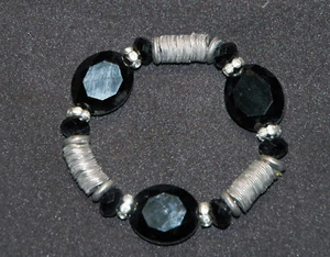 Armband 1980er Jahre flexibel Silberfarben Schwarz Einzelanfertigung Armreif - Bild 1 von 1