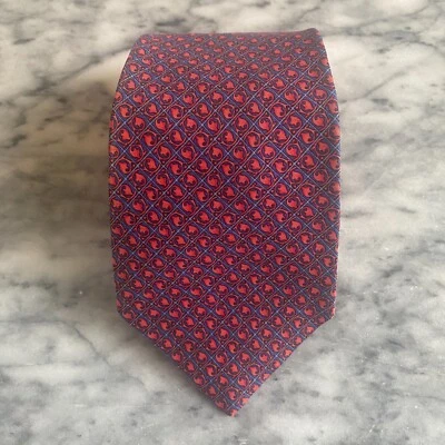 Corbata ROSA Thomas Rosa Londres Para Hombre Azul Rojo Estampado Geométrico Seda ~ 3.50" J147 Foto 1 de 4