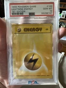 1999 Pokemon Base Set 1st Edition #100 Lightning Energy PSA 10 Gem Mint - Picture 1 of 2