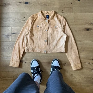 Vintage Gap Cream Leather Trucker Jacket size XL Soft Leather - Picture 1 of 7