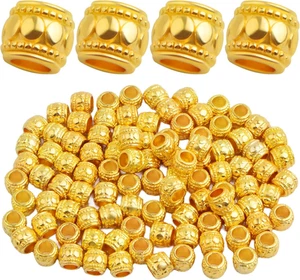 100Pcs European Large Hole round Spacer Beads Alloy Tube Column Loose Beads Bulk - Picture 1 of 7