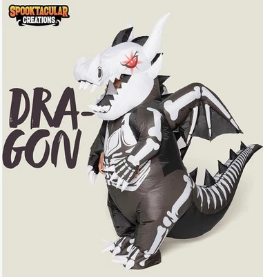 Disfraces Inflables para Adulto, Luz LED Ojos Esqueleto Dragón Traje Inflable, F... Foto 1 de 4