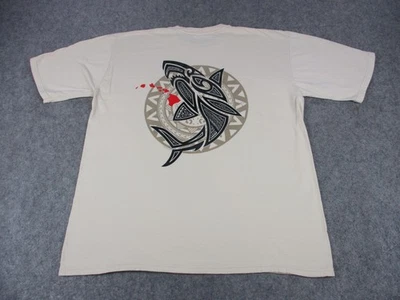 Crazy Shirts Shirt Mens Extra Large Beige Coconut Dyed Tribal Shark Hawaii Tee - Image 1 of 4