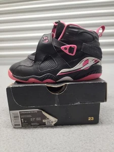 Air Jordan 8 Retro 1Y Youth Kids Black/White Pinksicle Nike Basketball with Box - Picture 1 of 11