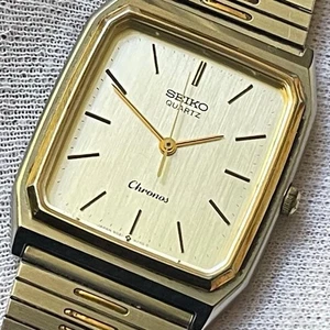 Caja de reloj de cuarzo para hombre Seiko Chronos SGP 9021 5130 29 mm esfera dorada vintage - Imagen 1 de 12