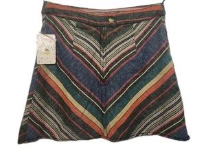 Free People Sz 2 Skirt NWT Vintage Red Combo Retro Y2K Grunge Preppy Mini - Picture 1 of 5