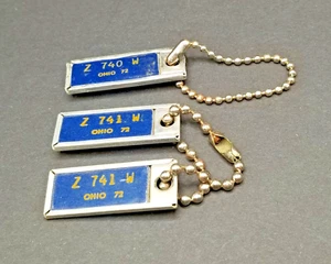 Ohio License Plates DAV Tags 1972 Single #Z 740 W & DBL #Z 741 W Key Chains - Picture 1 of 2