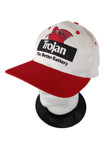 Trojan The Better Battery Snapback Hat Trucker Cap Corded Bill OSFM Red / White