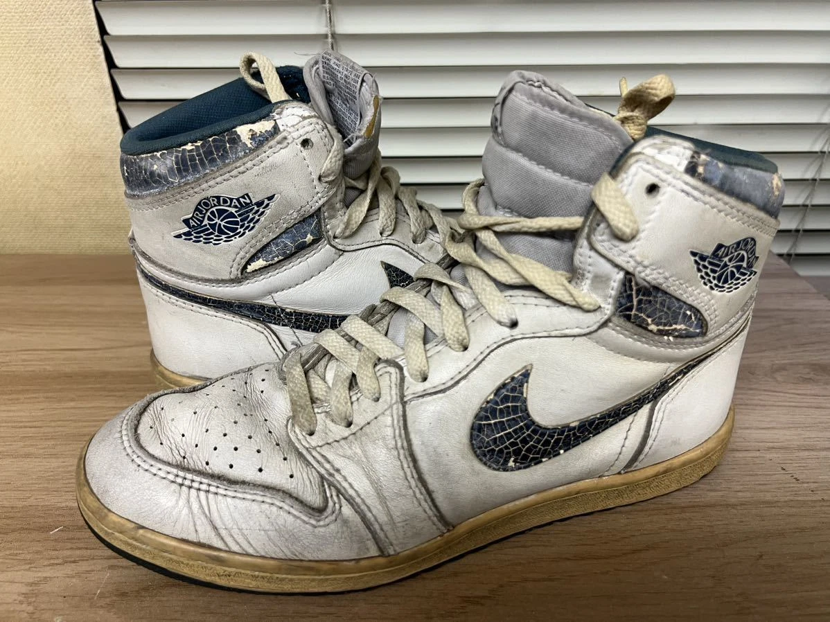 Nike Air Jordan 1 US8.5 White x Metallic Blue Made in Korea 1985