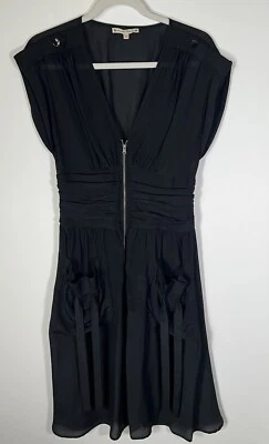 Vestido bruxa Nanette Lepore preto Y2K seda Whimsigoth tamanho 8 fluido - Imagem 1 de 4