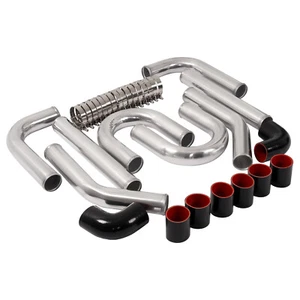 8Pc 2.5 inch Universal Aluminum Turbo Intercooler Pipe Kit +Silicone Hose+Clamp - Picture 1 of 24