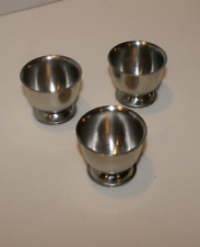 3 Vintage Stainless Steel Egg Cups Open Base(  RUSTFRIT STAA BOTTOM)