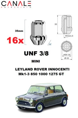 Kit 16 DADI mini epoca ruota conici innocenti british leyland rover cooper old - Immagine 1 di 4