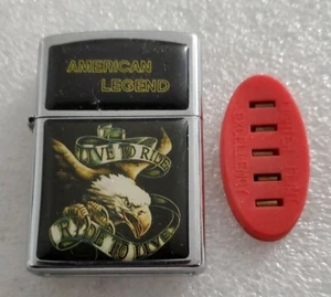 Vintage Cigarette Lighter Anamel American Legend Live to Ride with Flints - Picture 1 of 6