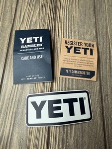 Yeti Rambler Care & Use Guide With Registration Card & Logo Sticker - Picture 1 of 3
