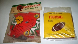 Vintage Inflatable Vinyl Blow Up Holiday Toy JUMBO TURKEY TOM & FOOTBALL SEALED - Picture 1 of 9