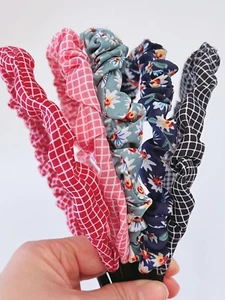 Women Girl Retro Bubble Wrinkled Puffy Scrunch Slim Hair Head Band Headband Hoop - Picture 1 of 17