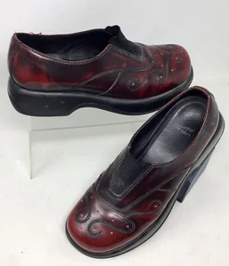 Dansko Clogs Womens EU 41 RED BLACK DOTTED Leather NICE! - Picture 1 of 7