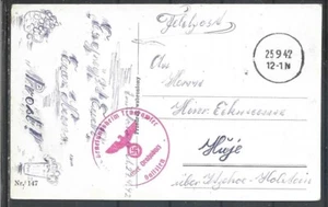 1942 GERMANY REICH FELDPOST ON CENSORED POSTCARD COVER - Picture 1 of 2