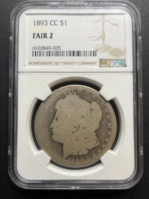 1893 CC Morgan $1 NGC Fair 2 Lowball Collection Scarce F2 Low Population Collect - Image 1 of 4