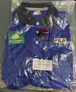 FILA Polo Uomo Blu BNP Paribas Open Tennis Performance Logo. Taglia Large - Foto 1 di 5