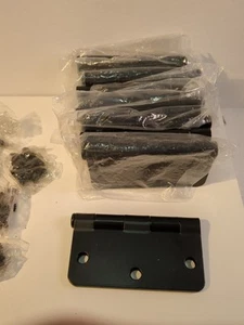 Lot Of 12 (12-Pack) 1/4"Radius Rounded Matte Black Door Hinge 3-1/2 in. NEW - Picture 1 of 5