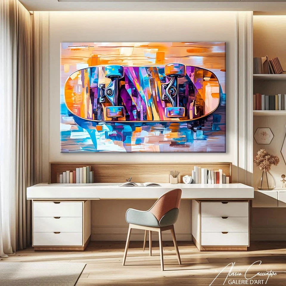 Impresión de arte de monopatín moderno abstracto enmarcado lienzo arte de pared arte urbano callejero Foto 1 de 4