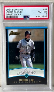 2001 BOWMAN DRAFT #84 ICHIRO SUZUKI ROOKIE RC PSA 8-(bin4929KK) - Picture 1 of 2
