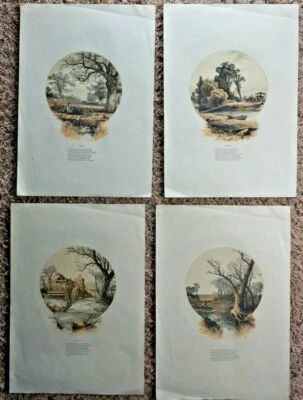 Antique Set Charles Maurand, 1874 Hand colored etching, 4seasons, keyhole images - Image 1 of 4