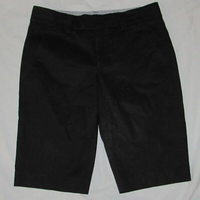 Bermuda feminina VINCE preta algodão stretch frente plana chino tamanho 0 - Imagem 1 de 3