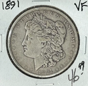 DÓLAR DE PLATA MORGAN 1891 ~ EN MUY BUEN ESTADO ~ MONEDA BONITA~ - Imagen 1 de 2