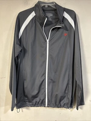 Chaqueta uniforme de empleado con logotipo de Walgreens carcasa blanda adulto grande gris cremallera Foto 1 de 4