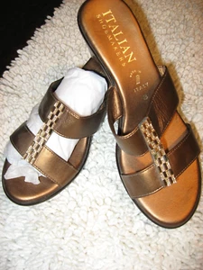 Italian Shoemakers, Copper , DEREK ,Wedge Sandals,Bronze Bling accent, 8 - Picture 1 of 10