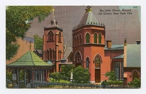 Postal de lino color Little Church Around the Corner, Nueva York, Nueva York  - Imagen 1 de 2
