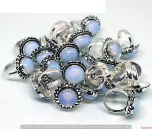 Opalite Gemstone 925 Sterling Silver Plated 50pcs Wholesale Lot Rings GR-N426 - Picture 1 of 1