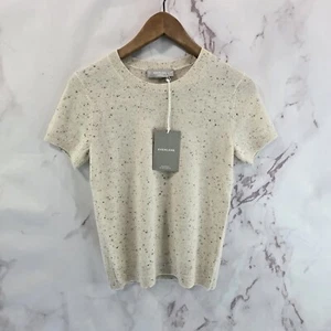 Everlane Shirt Women Medium Cashmere Beige Cream Speckled Crew Tee Longline  - Picture 1 of 11
