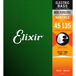 Elixir 14207 Nanoweb Coated anti-rust Nickel 5-String Bass strings 45-135 - Picture 1 of 2
