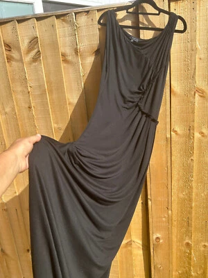 T BAGS LOS ÁNGELES Negro Panel Fruncido Camiseta Vestido Midi M UK10-12 Foto 1 de 4