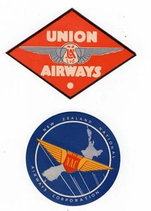 NZ NEW ZEALAND AIRLINE BAGGAGE LABEL s NAC , UNION AIRWAYS, , m, nh, VF ,orig'l - Picture 1 of 1