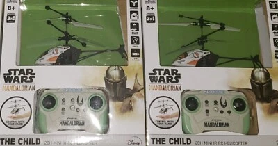 Star Wars Mandalorian Baby Yoda 2CH Mini IR RTF Electric Helicopter ..LOT OF 2 X - Image 1 of 4