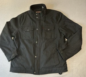LEVI'S Men's Cotton Canvas Shell Trucker WORK Jacket BLACK Quilted Lining SIZE L - Picture 1 of 12