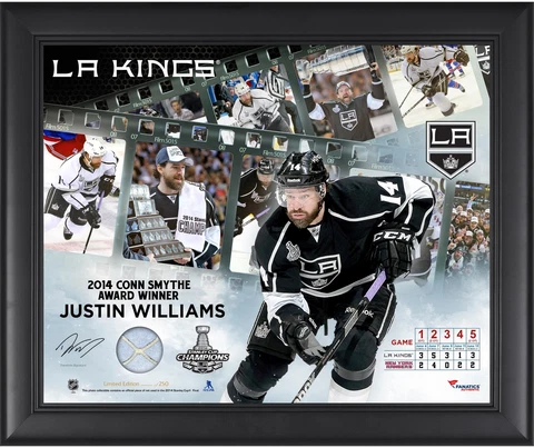 Justin Williams L.A. Kings 2014 SC Champs Framed 16x20 Film Strip w/Game Net-LE Cover